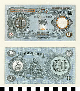 Thumbnail of Bank Note: Republic of Biafra, 10 Pounds (1992.23.0124)