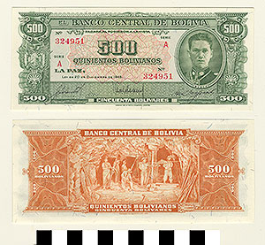 Thumbnail of Bank Note: Bolivia, 500 Bolivianos (1992.23.0133)