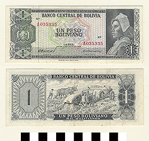 Thumbnail of Bank Note: Bolivia, 1 Peso Bolivianos (1992.23.0134)