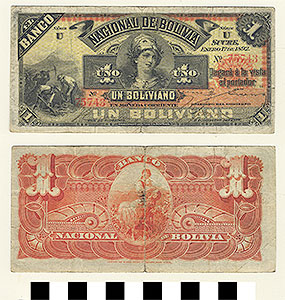 Thumbnail of Bank Note: Bolivia, 1 Boliviano (1992.23.0138)