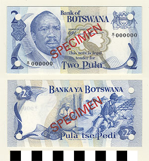 Thumbnail of Bank Note: Botswana, 2 Pula (1992.23.0140B)