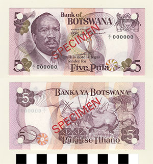 Thumbnail of Bank Note: Botswana, 5 Pula (1992.23.0140C)