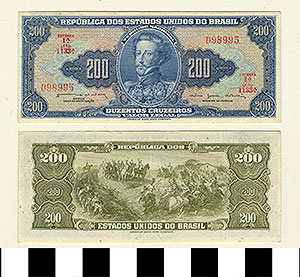 Thumbnail of Bank Note: Brazil, 200 Cruzeiros (1992.23.0155)