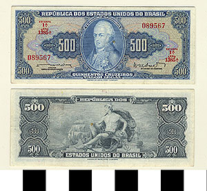 Thumbnail of Bank Note: Brazil, 500 Cruzeiros (1992.23.0157)