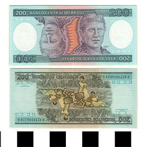 Thumbnail of Bank Note: Brazil, 200 Cruzeiros (1992.23.0165B)