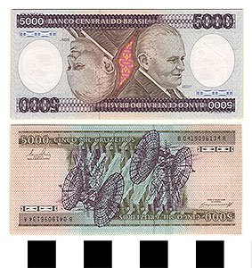 Thumbnail of Bank Note: Brazil, 5,000 Cruzeiros (1992.23.0165E)