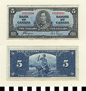Thumbnail of Bank Note: Canada, 5 Dollars (1992.23.0195)