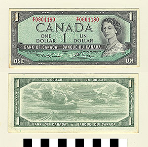 Thumbnail of Bank Note: Canada, 1 Dollar (1992.23.0197)