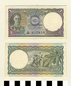 Thumbnail of Bank Note: British Ceylon, 1 Rupee (1992.23.0207)