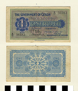 Thumbnail of Bank Note: British Ceylon, 1 Rupee (1992.23.0211)