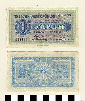 Thumbnail of Bank Note: British Ceylon, 1 Rupee (1992.23.0212)