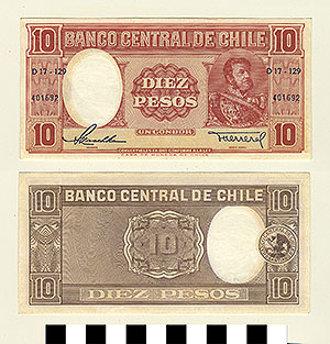 Thumbnail of Bank Note: Chile, 10 Pesos (1992.23.0219)