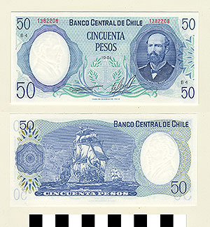 Thumbnail of Bank Note: Chile, 50 Pesos (1992.23.0225)