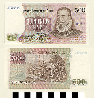 Thumbnail of Bank Note: Chile, 500 Pesos (1992.23.0232)