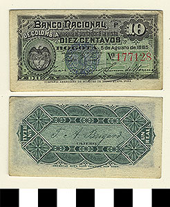 Thumbnail of Bank Note: Colombia, 10 Centavos (1992.23.0325)