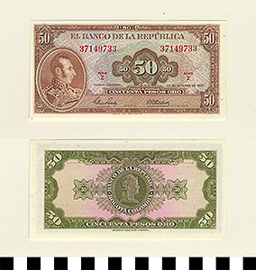 Thumbnail of Bank Note: Colombia, 50 Pesos (1992.23.0330)