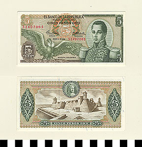 Thumbnail of Bank Note: Colombia, 5 Pesos (1992.23.0331)