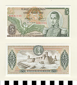 Thumbnail of Bank Note: Colombia, 5 Pesos (1992.23.0332)