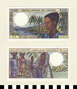 Thumbnail of Bank Note: Comoros, 1000 Francs (1992.23.0337)