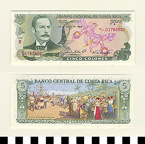 Thumbnail of Bank Note: Costa Rica, 5 Colones (1992.23.0341)