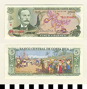Thumbnail of Bank Note: Costa Rica, 5 Colones (1992.23.0342)