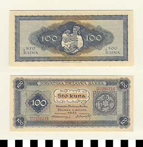 Thumbnail of Bank Note: Croatia, 100 Kuna (1992.23.0345)