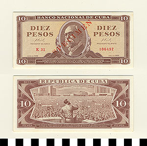 Thumbnail of Bank Note: Cuba, 10 Pesos (1992.23.0347)