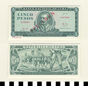 Thumbnail of Bank Note: Cuba, 5 Pesos (1992.23.0348)