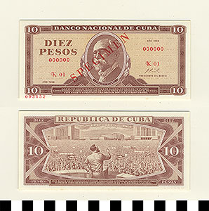 Thumbnail of Bank Note: Cuba, 10 Pesos (1992.23.0349)