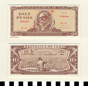 Thumbnail of Bank Note: Cuba, 10 Pesos (1992.23.0350)
