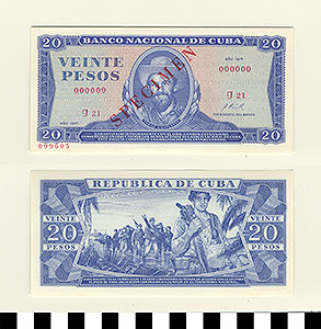 Thumbnail of Bank Note: Cuba, 20 Pesos (1992.23.0351)