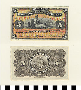Thumbnail of Bank Note: Cuba, 5 Pesos (1992.23.0354)