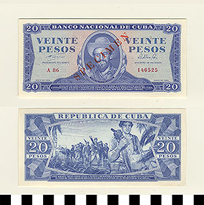 Thumbnail of Bank Note: Cuba, 20 Pesos (1992.23.0358)
