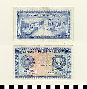 Thumbnail of Bank Note: Cyprus, 250 Mils (1992.23.0360)