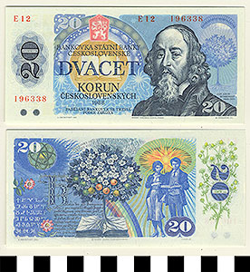 Thumbnail of Bank Note: Czechoslovakia, 20 Korun (1992.23.0366)
