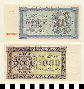 Thumbnail of Bank Note: Czechoslovakia, 2000 Korun (1992.23.0369)