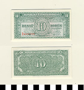 Thumbnail of Czechoslovakia Bank Note: 10 Korun (1992.23.0375)