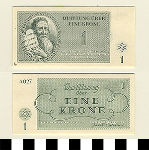 Thumbnail of Bank Note: Nazi 1 Krone Receipt from Theresienstadt Concentration Camp (1992.23.0380G)