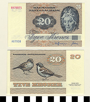 Thumbnail of Bank Note: Denmark, 20 Kroner (1992.23.0386)