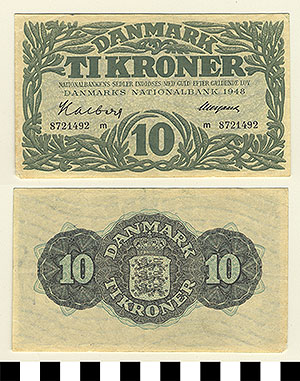 Thumbnail of Bank Note: Denmark, 10 Kroner (1992.23.0387)