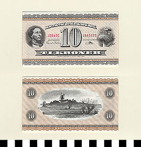 Thumbnail of Bank Note: Denmark, 10 Kroner (1992.23.0389)