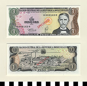 Thumbnail of Bank Note: Dominican Republic, 1 Peso (1992.23.0394A)