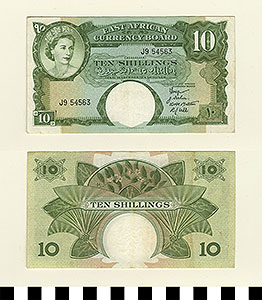 Thumbnail of Bank Note: British East Africa, 10 Shillings (1992.23.0395)