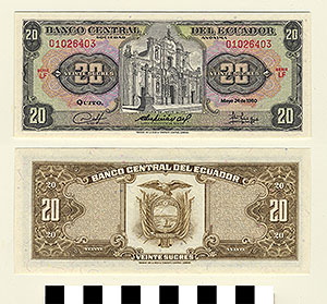 Thumbnail of Bank Note: Ecuador, 20 Sucres (1992.23.0412)
