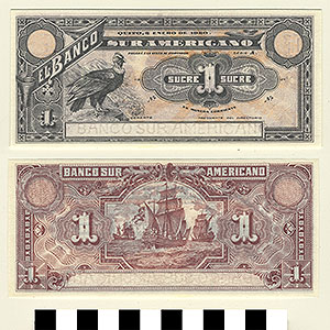 Thumbnail of Bank Note: Ecuador, 1 Sucre (1992.23.0416)