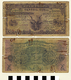 Thumbnail of Bank Note: Ethiopia, 5 Thalers (1992.23.0444)