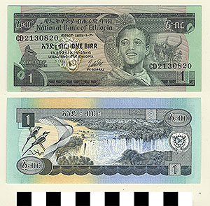 Thumbnail of Bank Note: Ethiopia, 1 Birr (1992.23.0447)