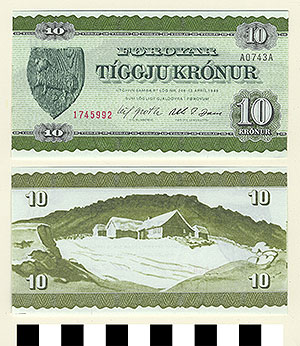 Thumbnail of Bank Note: Faroe Islands of Denmark, 10 Krónur (1992.23.0449)