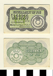 Thumbnail of Bank Note: Fiji Islands, 1 Penny (1992.23.0451)