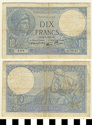 Thumbnail of Bank Note: France, 10 Francs (1992.23.0463)